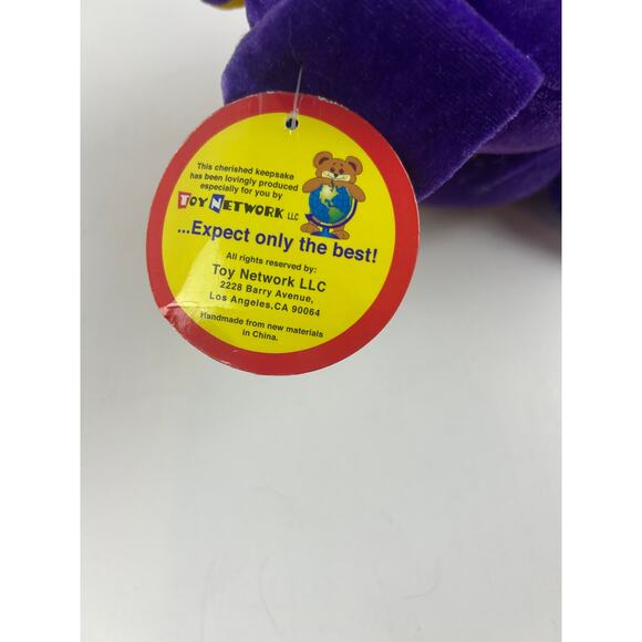 Toy Network Purple Dog Plush Stuffed Animal Yellow Spots Tongue Out 2003 NWT - Picture 5 of 12